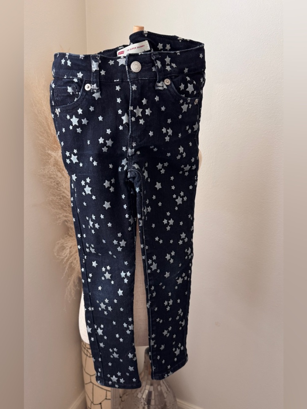 Levi's 710 Super Skinny Navy Jeans with Silver Star Print - 5-6 YRS
